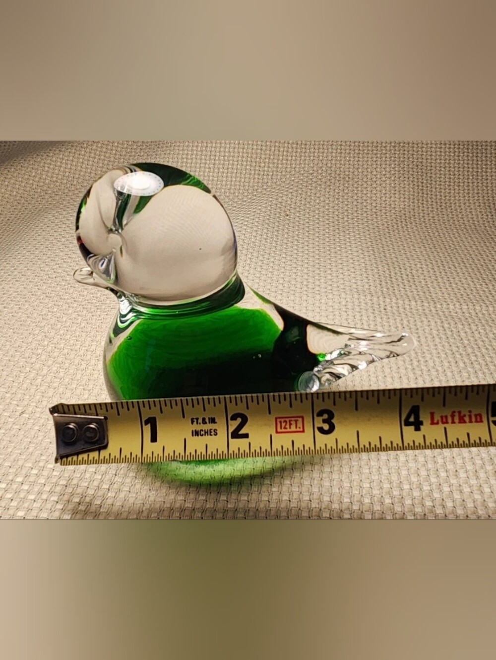 Vintage Eneryda Sweden 4" Green Art Glass Bird Figurine MCM Paperweight Cased - Picture 9 of 11